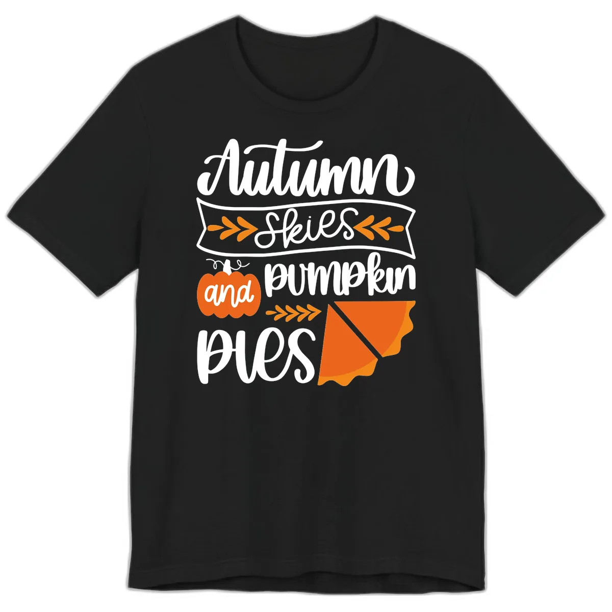 Autumn Skies and Pumpkin Pies Design Premium T-Shirt in Black