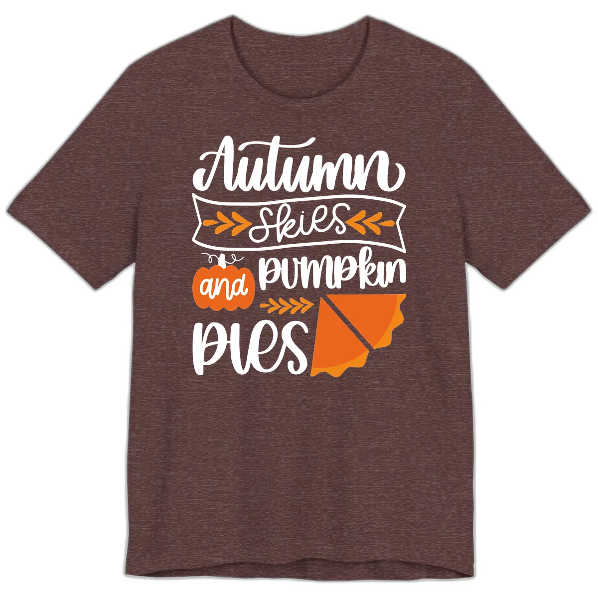 Autumn Skies and Pumpkin Pies Design Premium T-Shirt in Heather Maroon