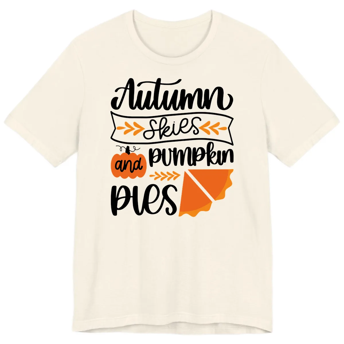 Autumn Skies and Pumpkin Pies Design Premium T-Shirt in Natural