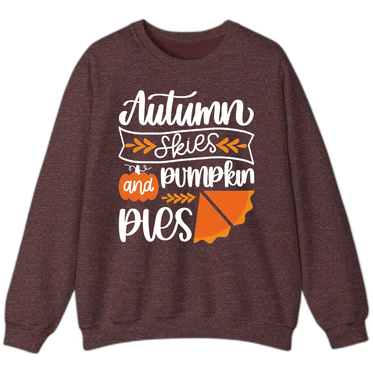 Autumn Skies and Pumpkin Pies Design Sweatshirt in Heather Sport Dark Maroon