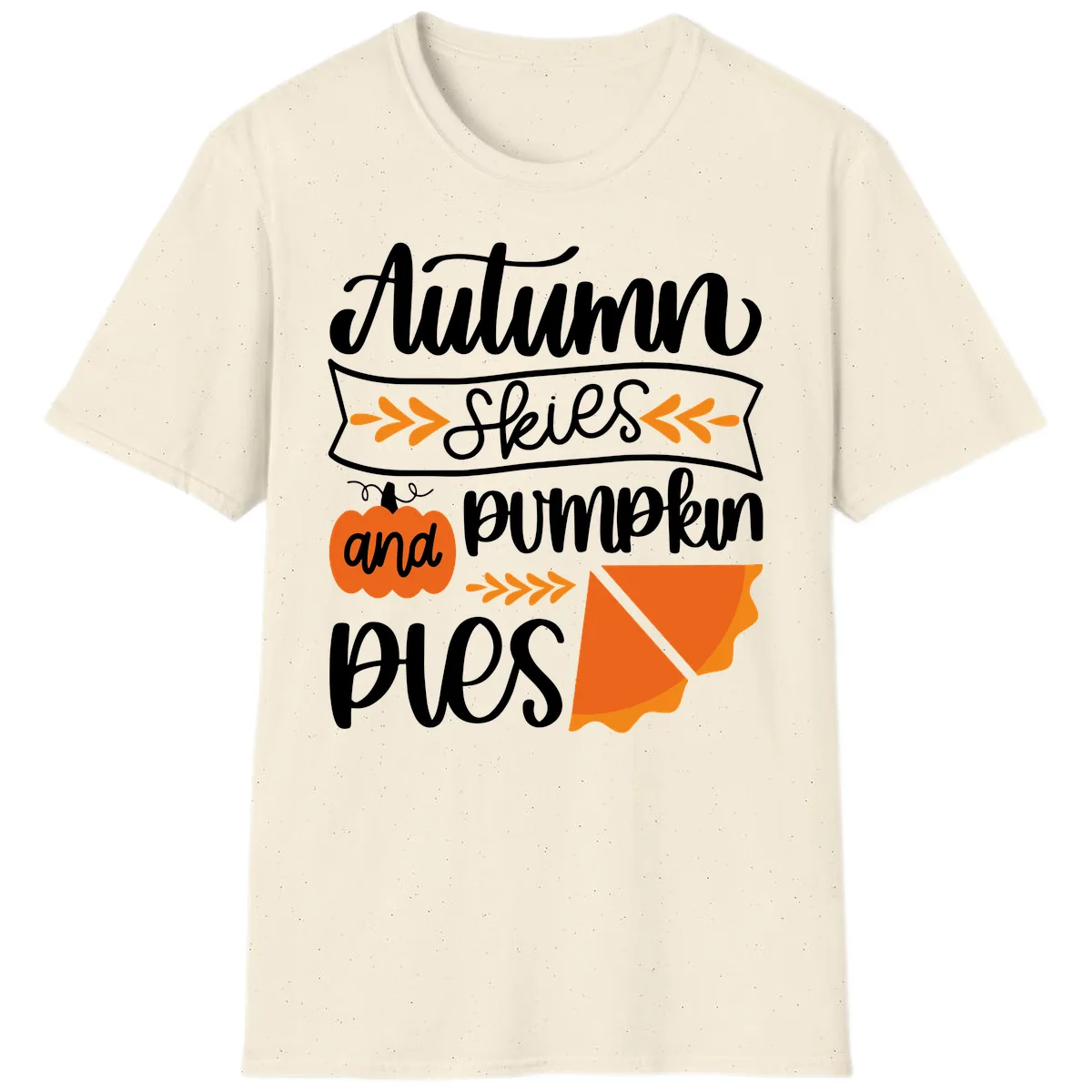 Autumn Skies and Pumpkin Pies Design T-Shirt in Natural
