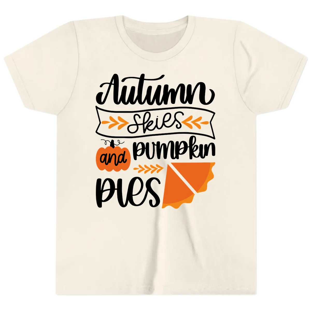 Autumn Skies and Pumpkin Pies Design Youth T-Shirt in Natural
