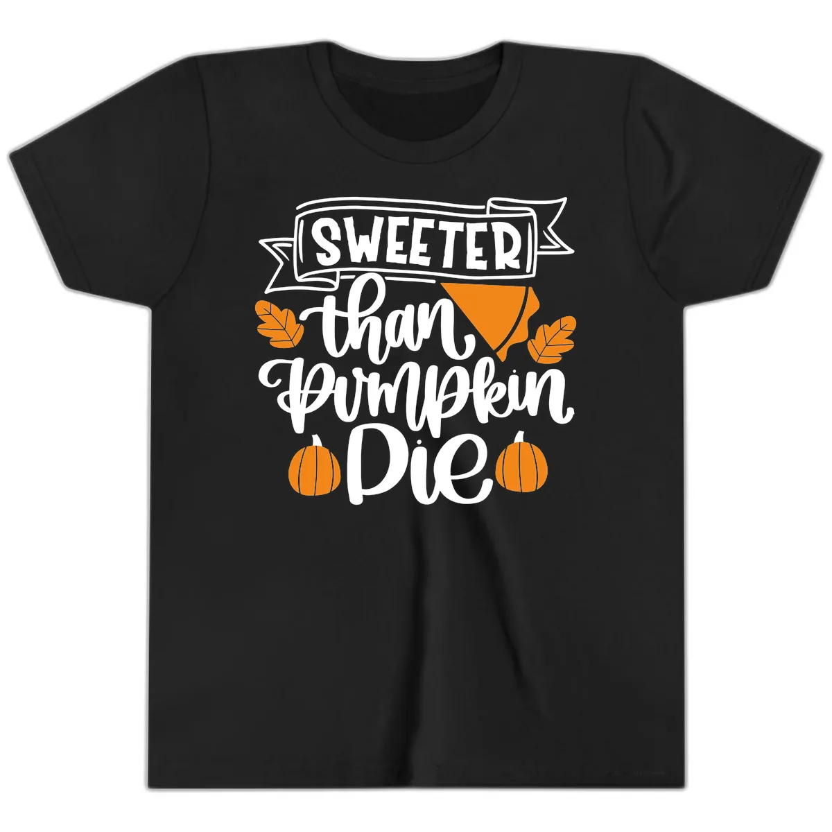 Sweeter Than Pumpkin Pie Thanksgiving Youth T-Shirt in Black