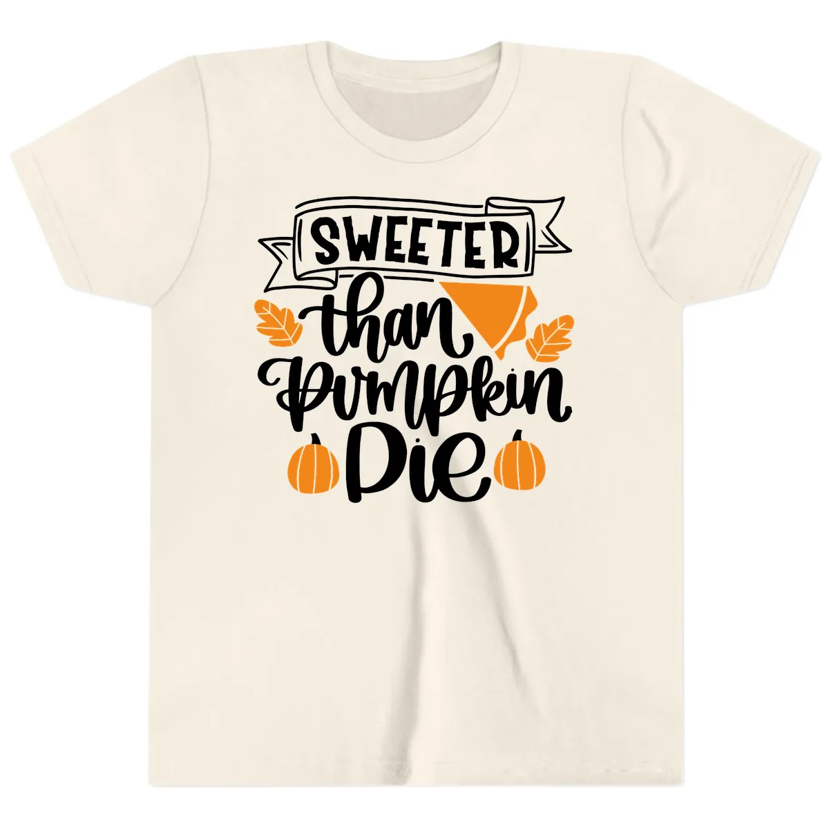 Sweeter Than Pumpkin Pie Thanksgiving Youth T-Shirt in Natural