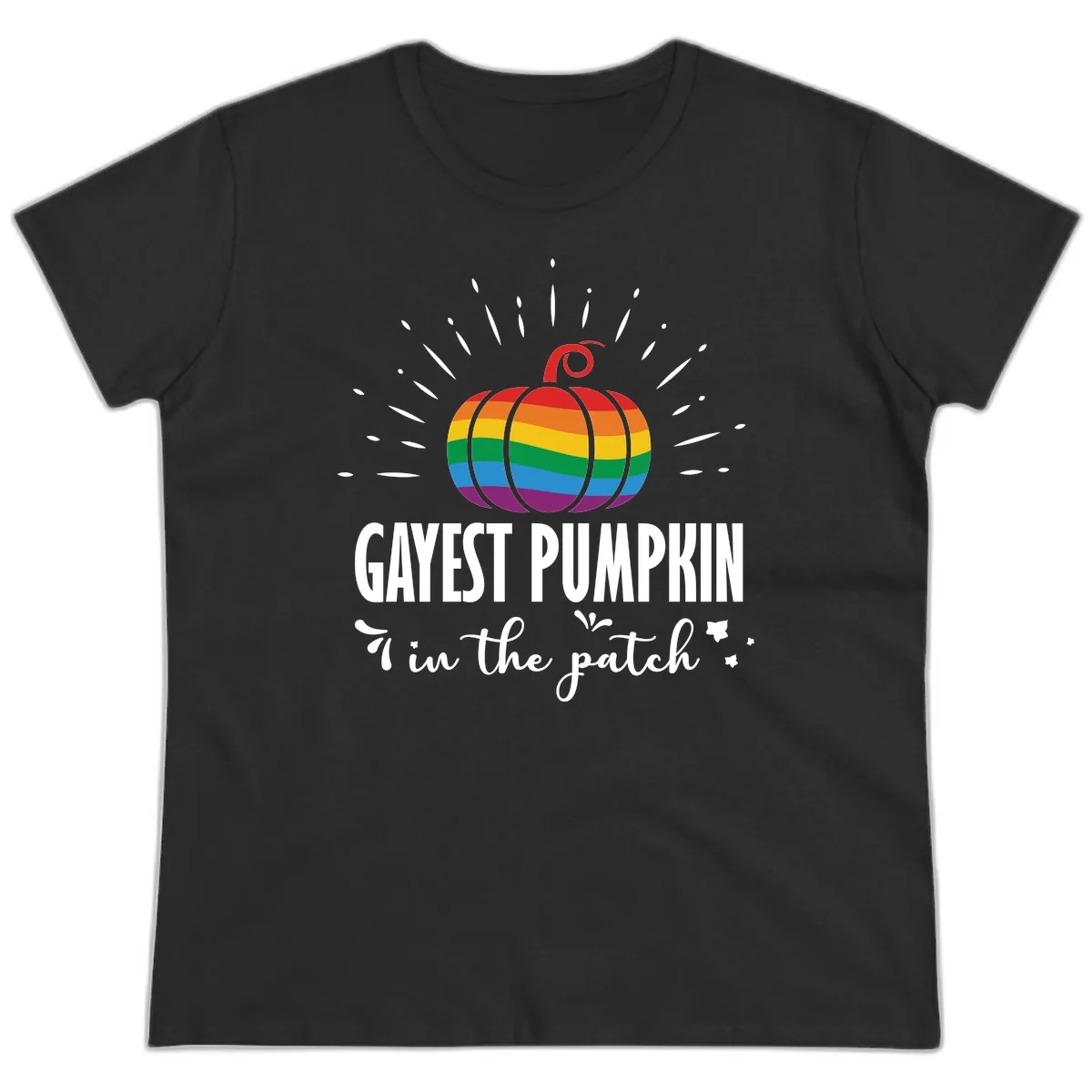 Gayest Pumpkin In The Patch Ladies Tee in Black