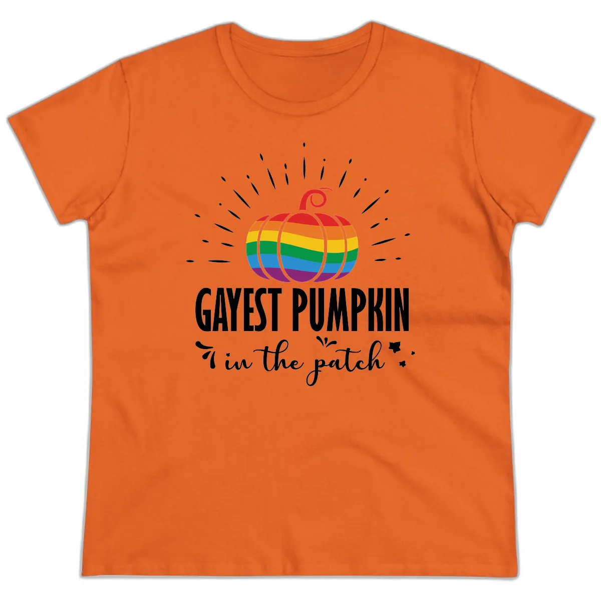 Gayest Pumpkin In The Patch Ladies Tee in Orange