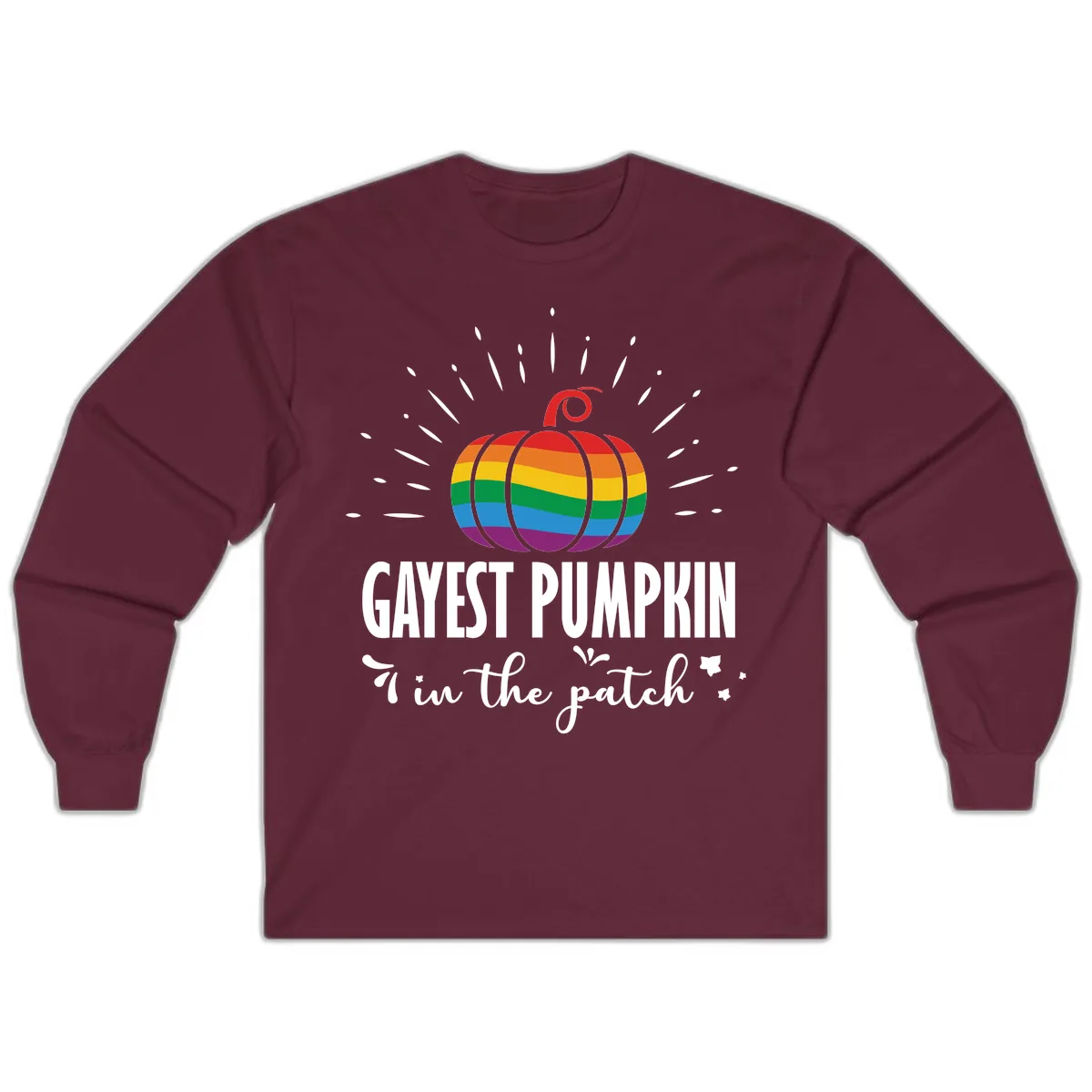 Gayest Pumpkin In The Patch Long Sleeve in Maroon
