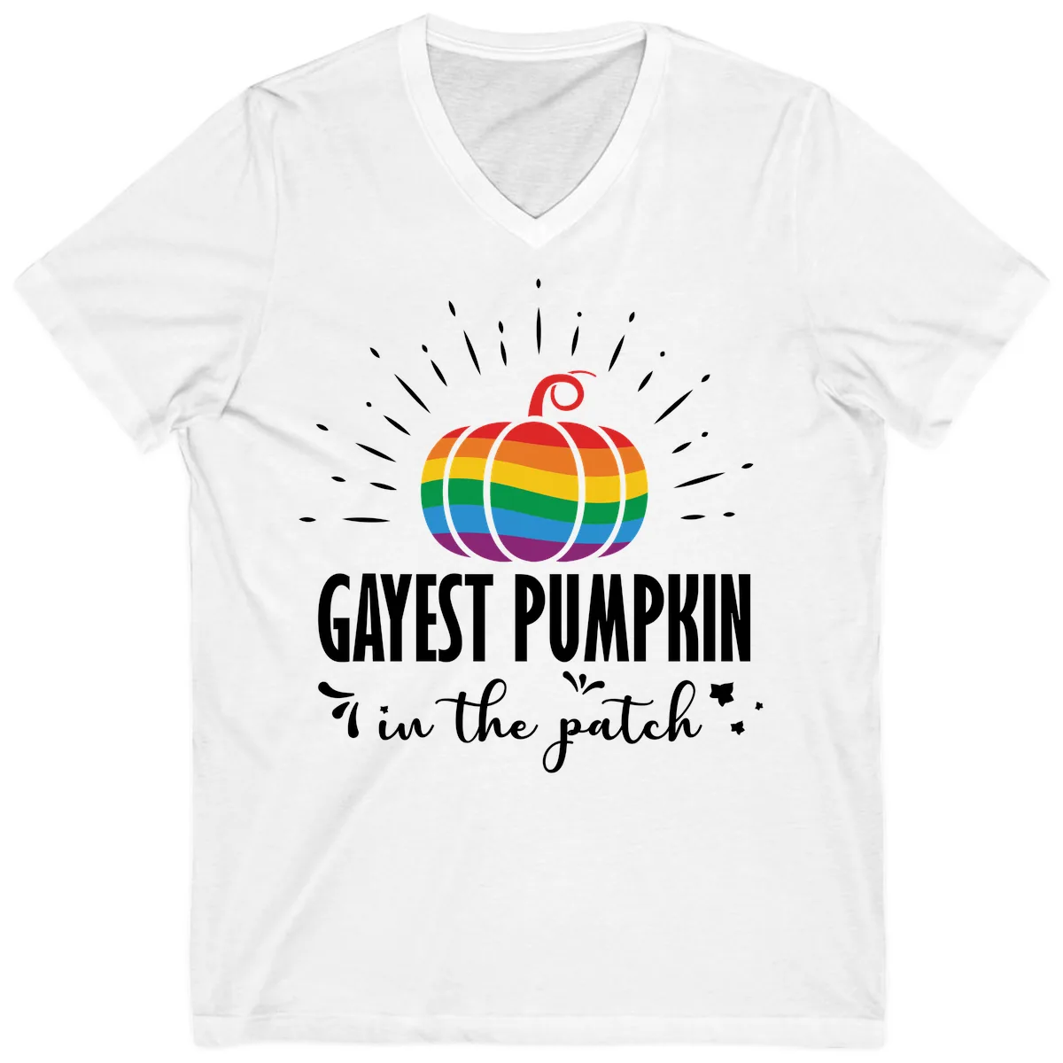 Gayest Pumpkin In The Patch V-Neck in White