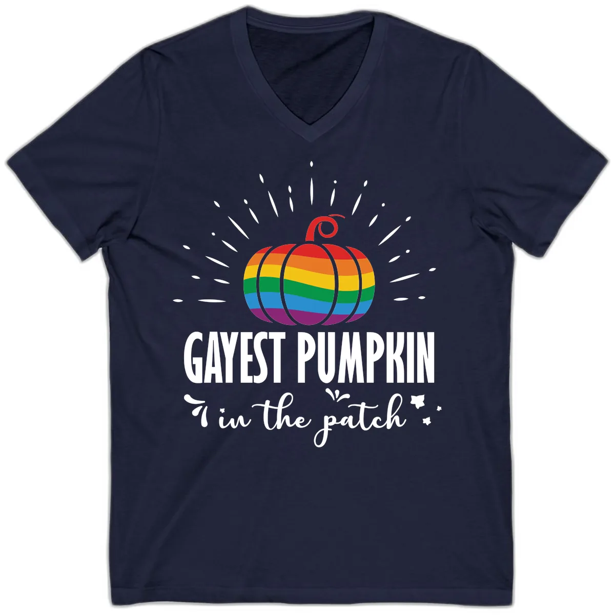 Gayest Pumpkin In The Patch V-Neck in Navy