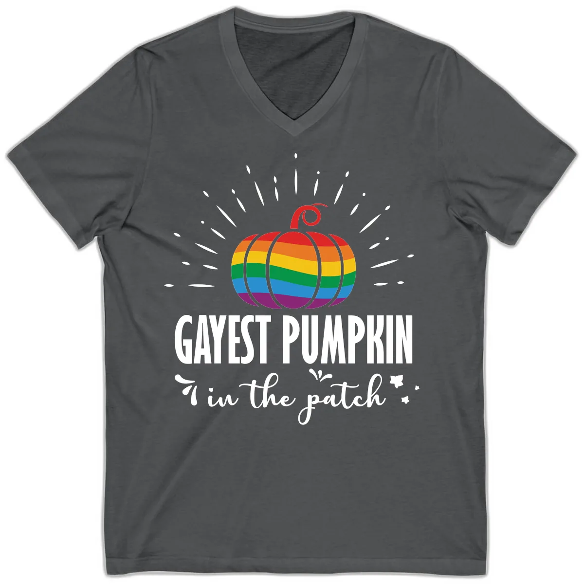 Gayest Pumpkin In The Patch V-Neck in Asphalt