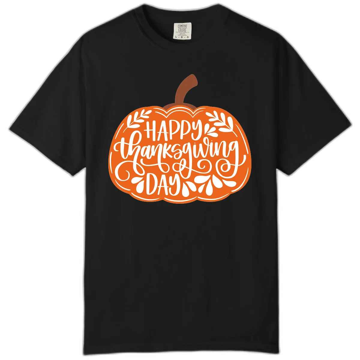 Happy Thanksgiving Pumpkin Design Comfort Color in Black