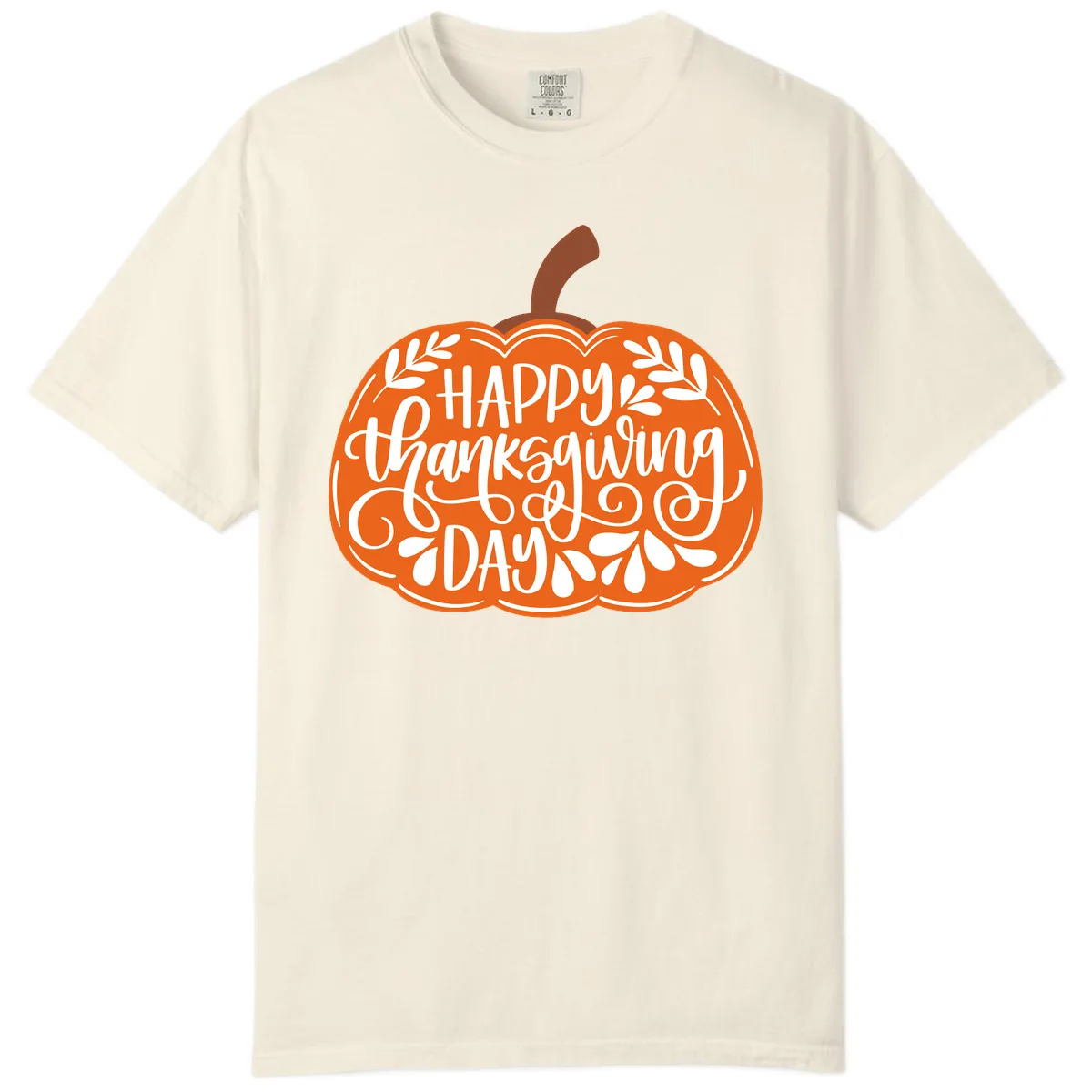 Happy Thanksgiving Pumpkin Design Comfort Color in Ivory