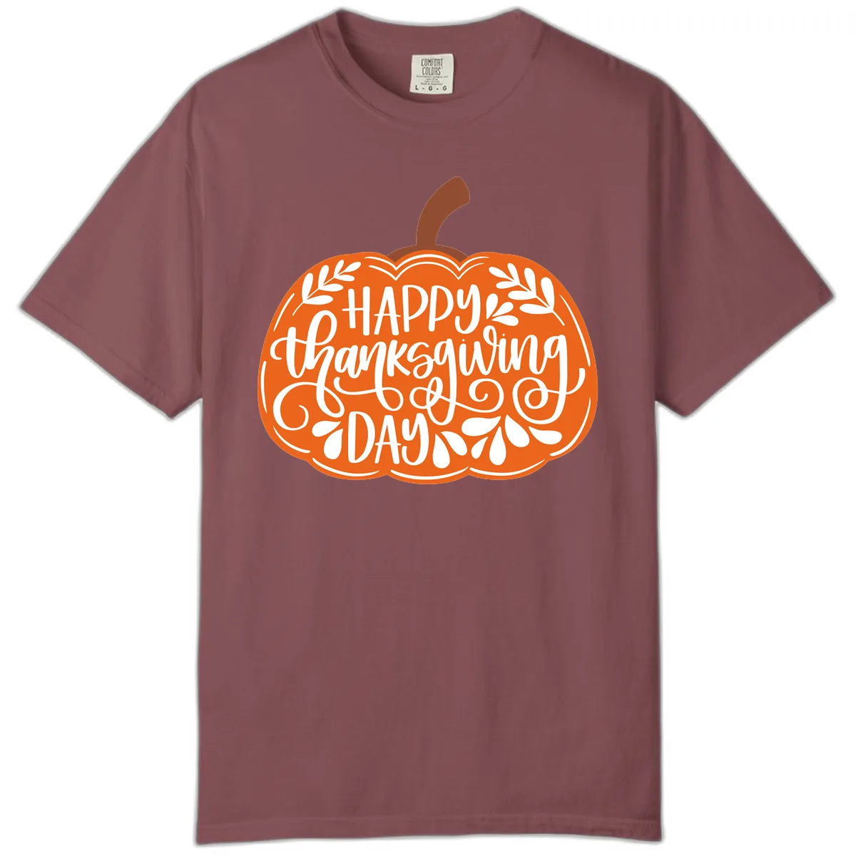 Happy Thanksgiving Pumpkin Design Comfort Color in Brick