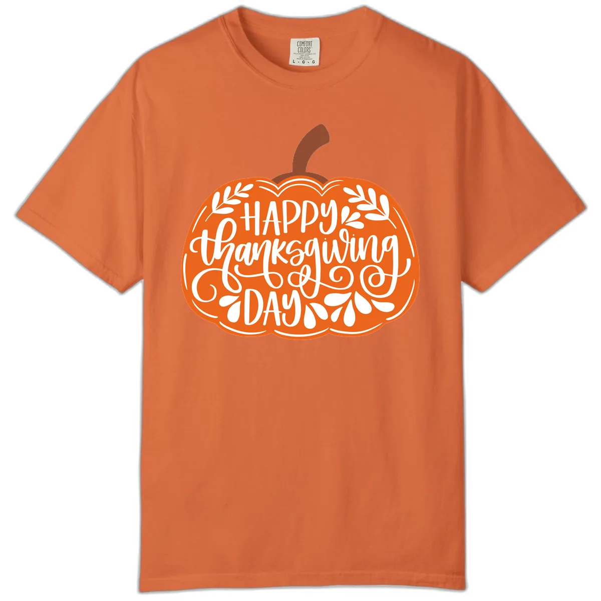 Happy Thanksgiving Pumpkin Design Comfort Color in Burnt Orange