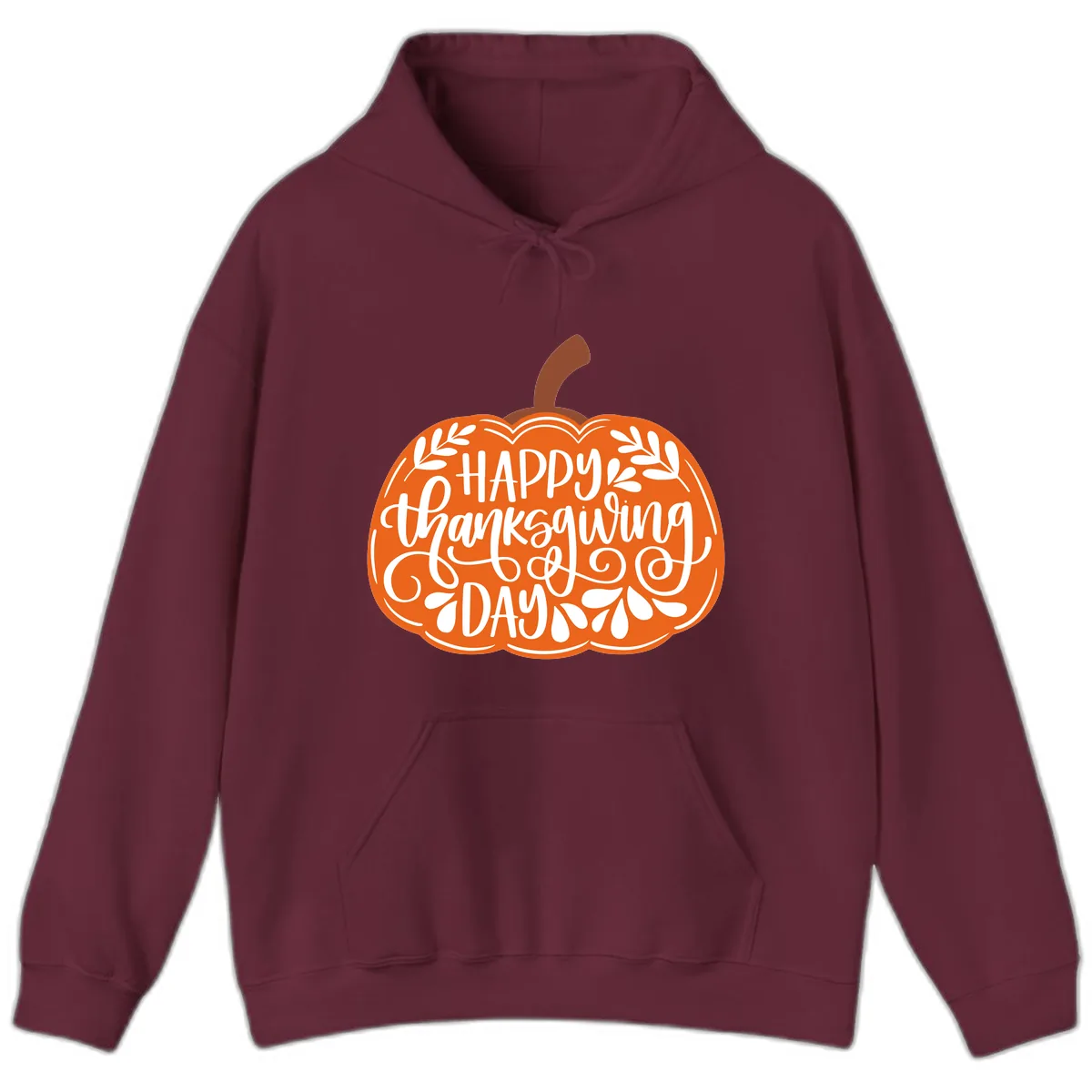 Happy Thanksgiving Pumpkin Design Hoodie in Maroon