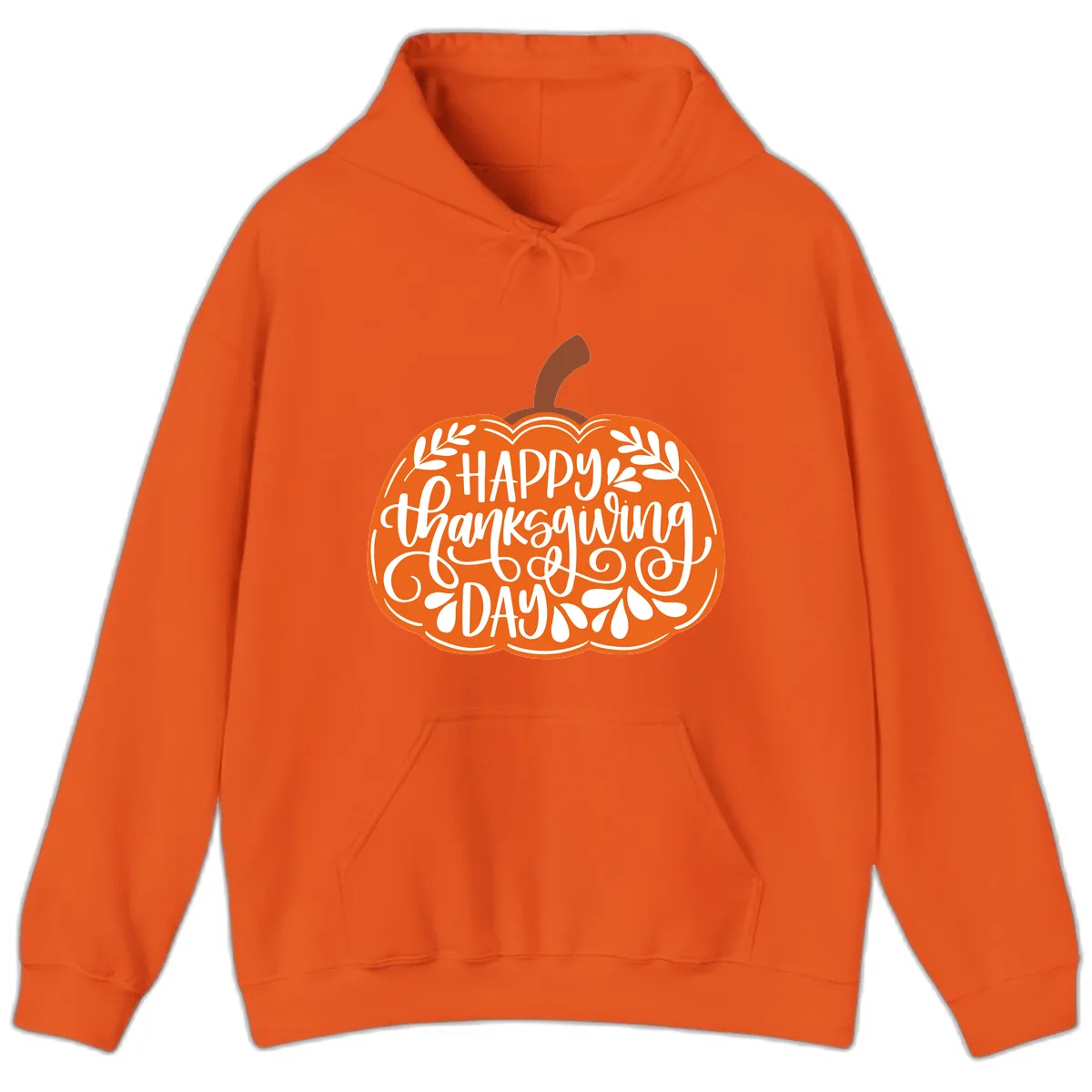 Happy Thanksgiving Pumpkin Design Hoodie in Orange