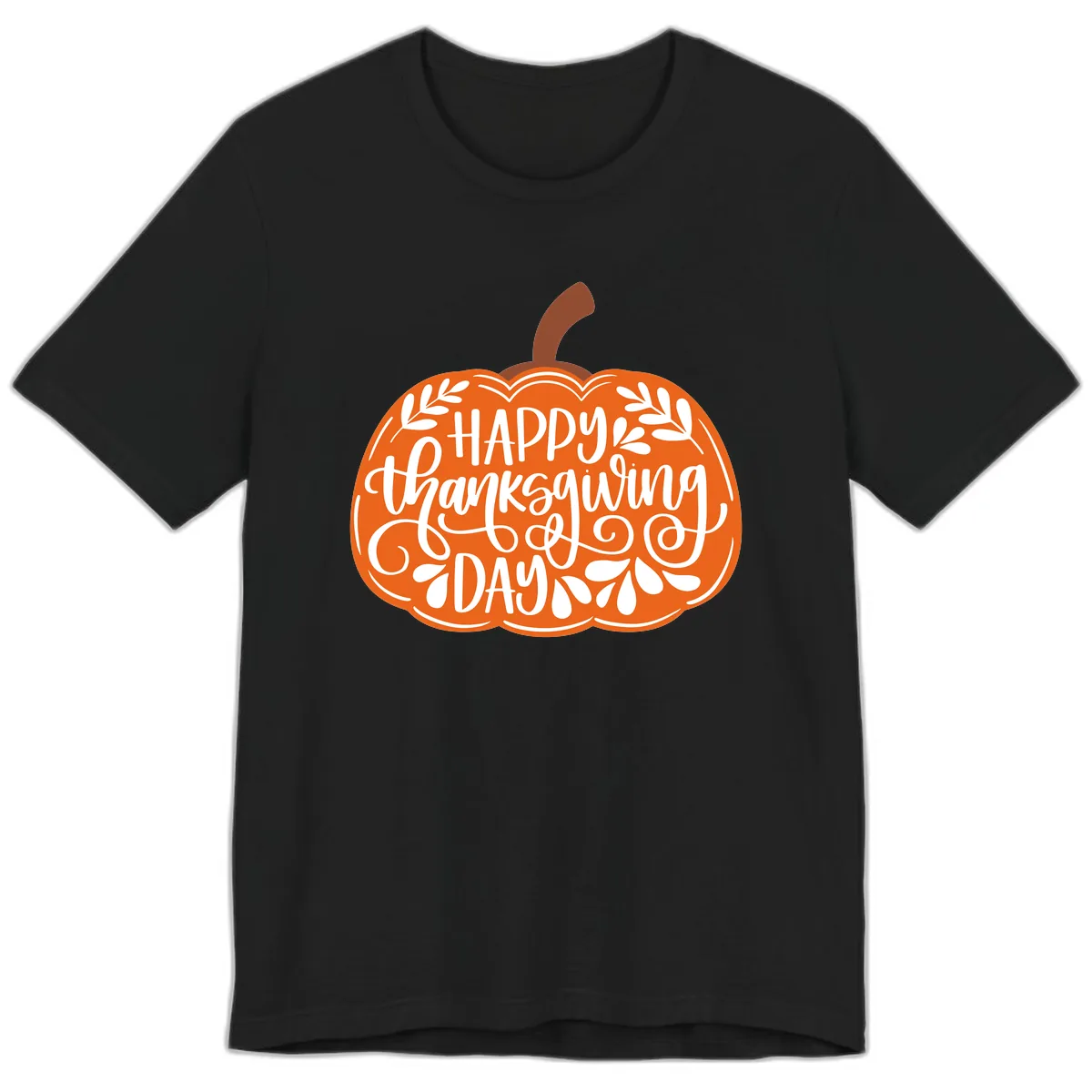 Happy Thanksgiving Pumpkin Design Premium T-Shirt in Black
