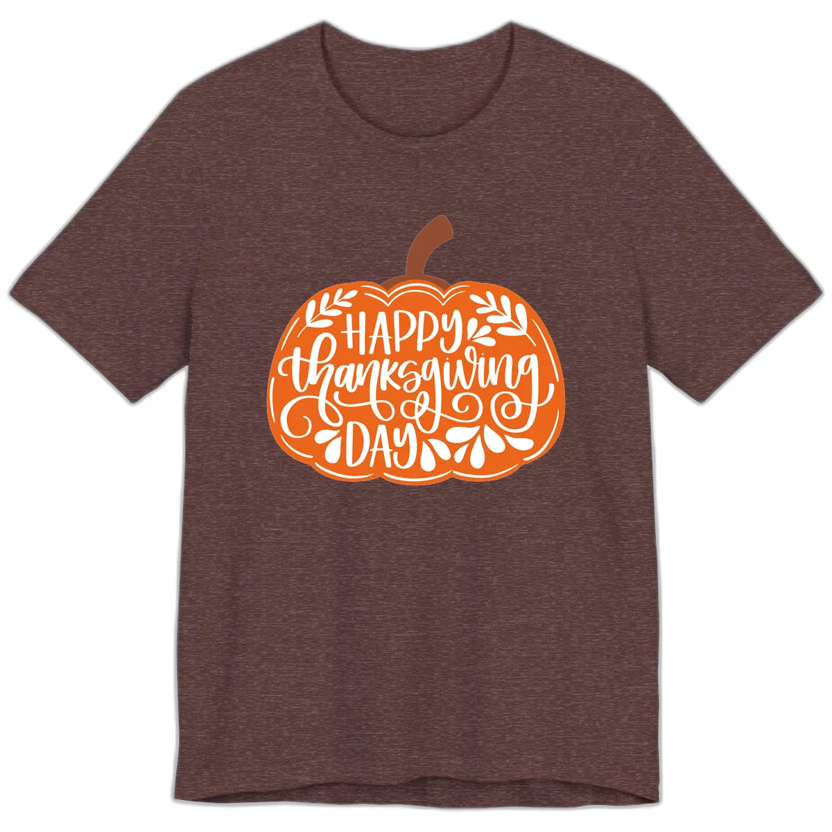 Happy Thanksgiving Pumpkin Design Premium T-Shirt in Heather Maroon