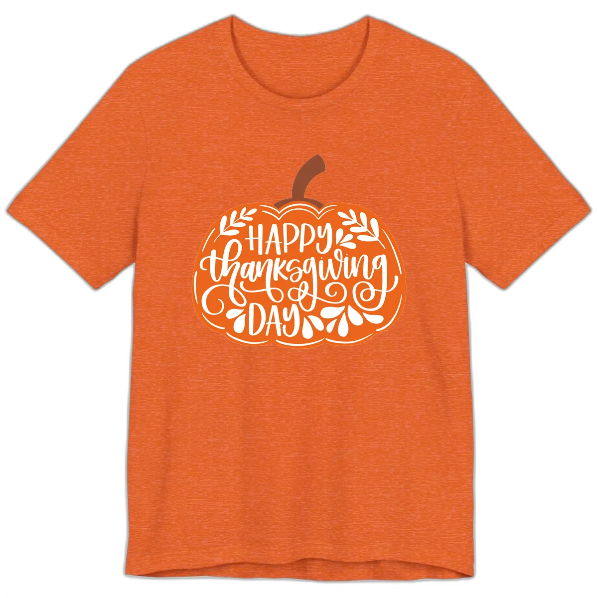 Happy Thanksgiving Pumpkin Design Premium T-Shirt in Heather Orange