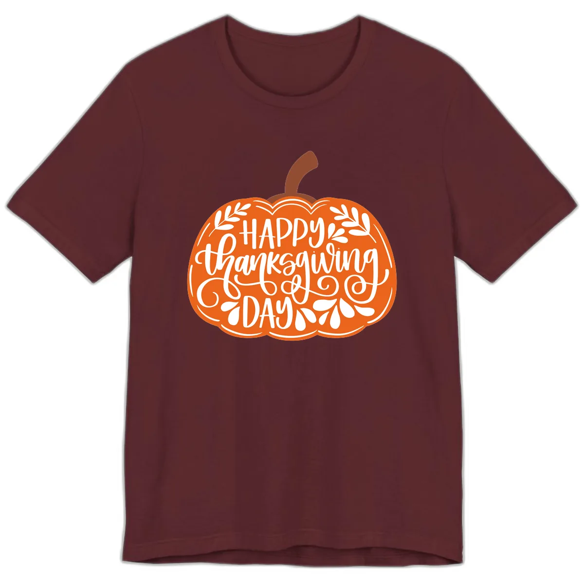 Happy Thanksgiving Pumpkin Design Premium T-Shirt in Maroon