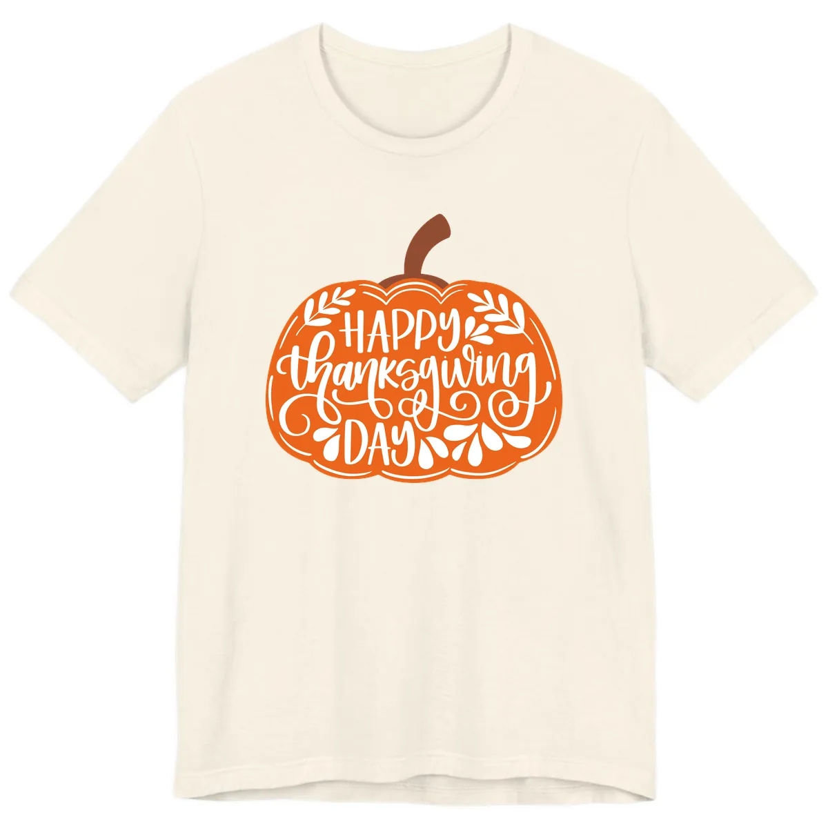 Happy Thanksgiving Pumpkin Design Premium T-Shirt in Natural