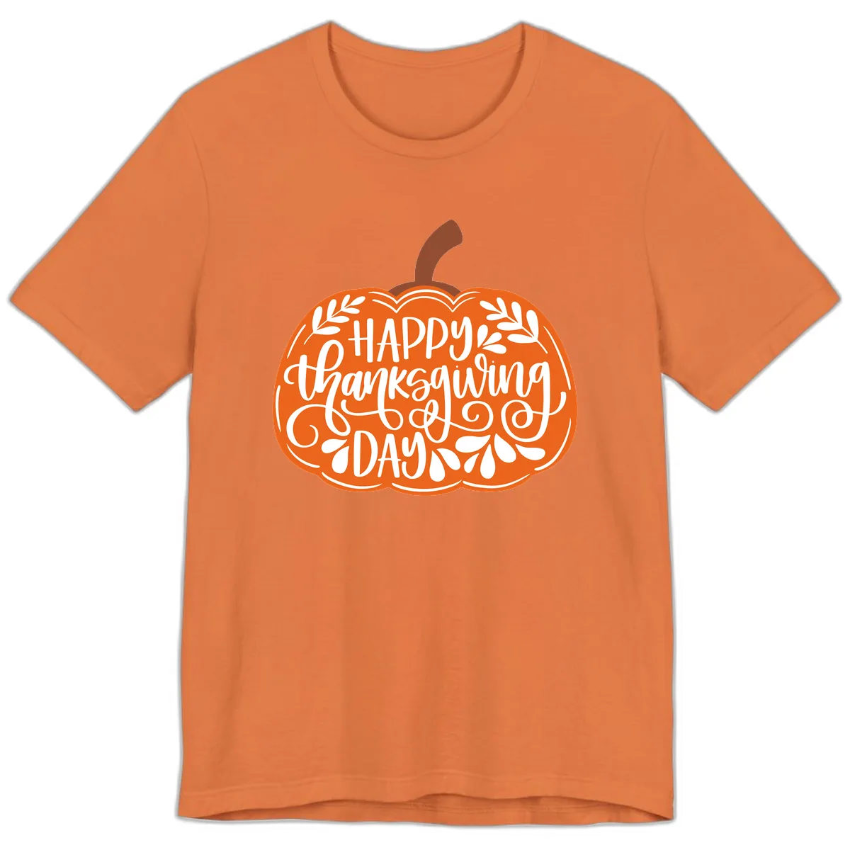 Happy Thanksgiving Pumpkin Design Premium T-Shirt in Burnt Orange