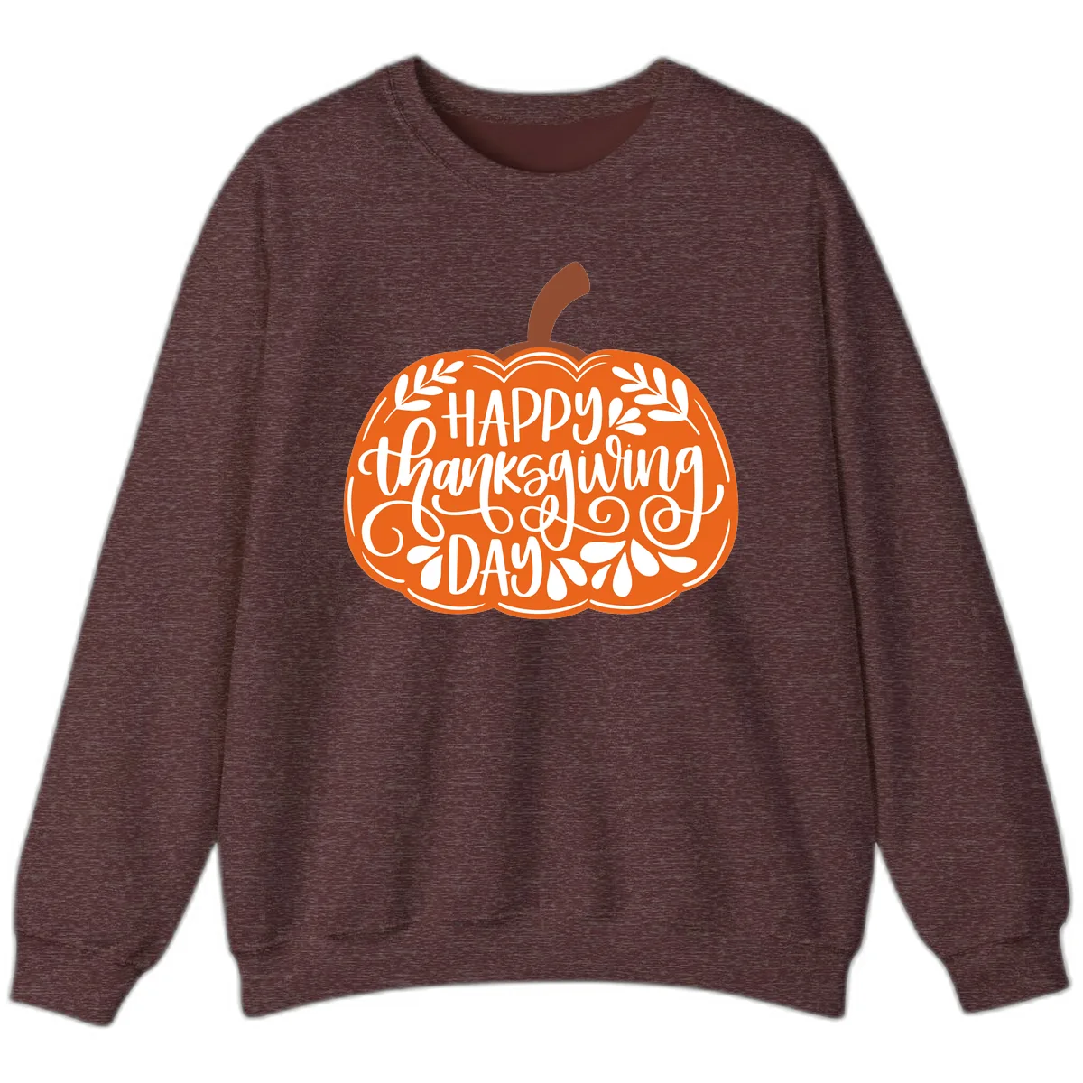 Happy Thanksgiving Pumpkin Design Sweatshirt in Heather Sport Dark Maroon