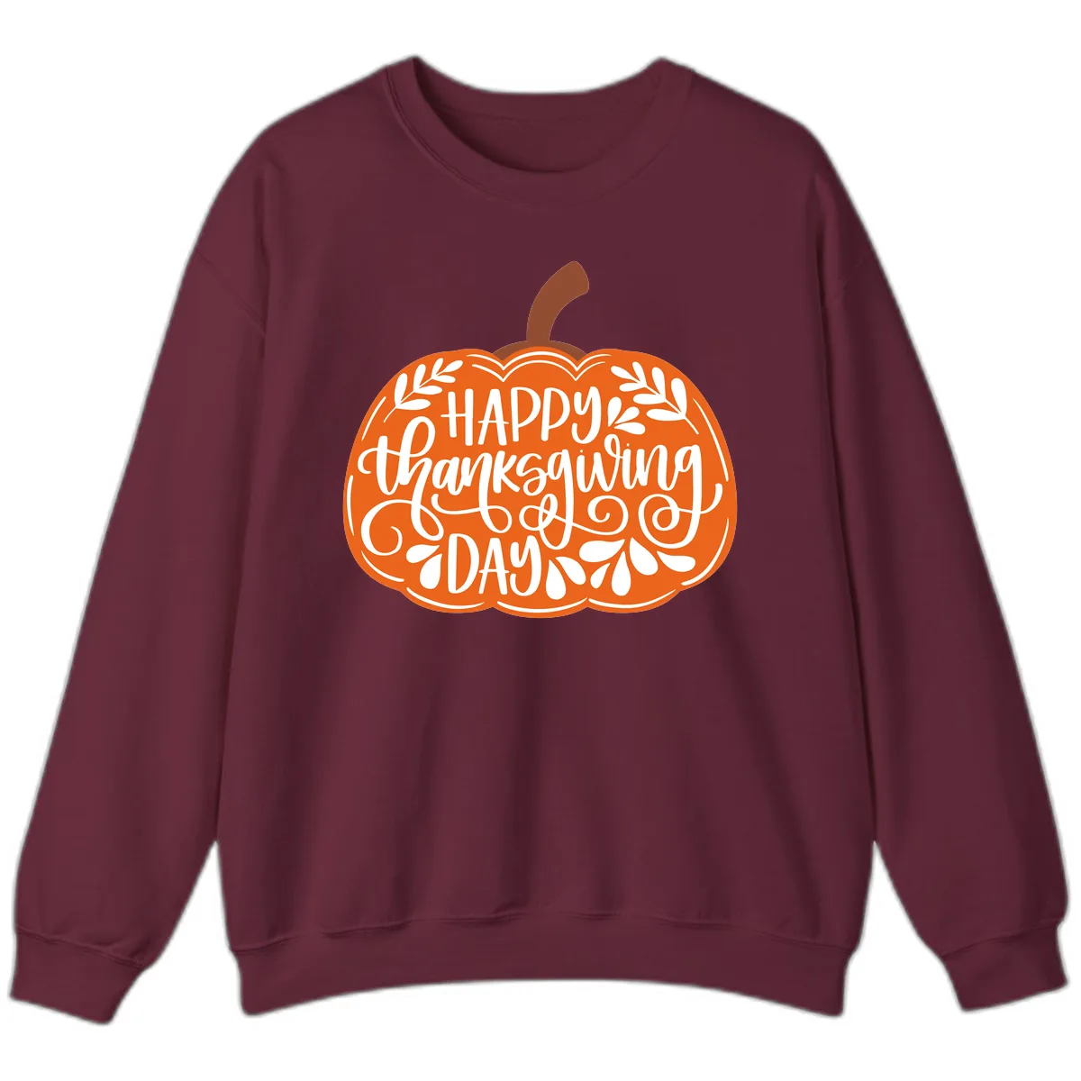 Happy Thanksgiving Pumpkin Design Sweatshirt in Maroon