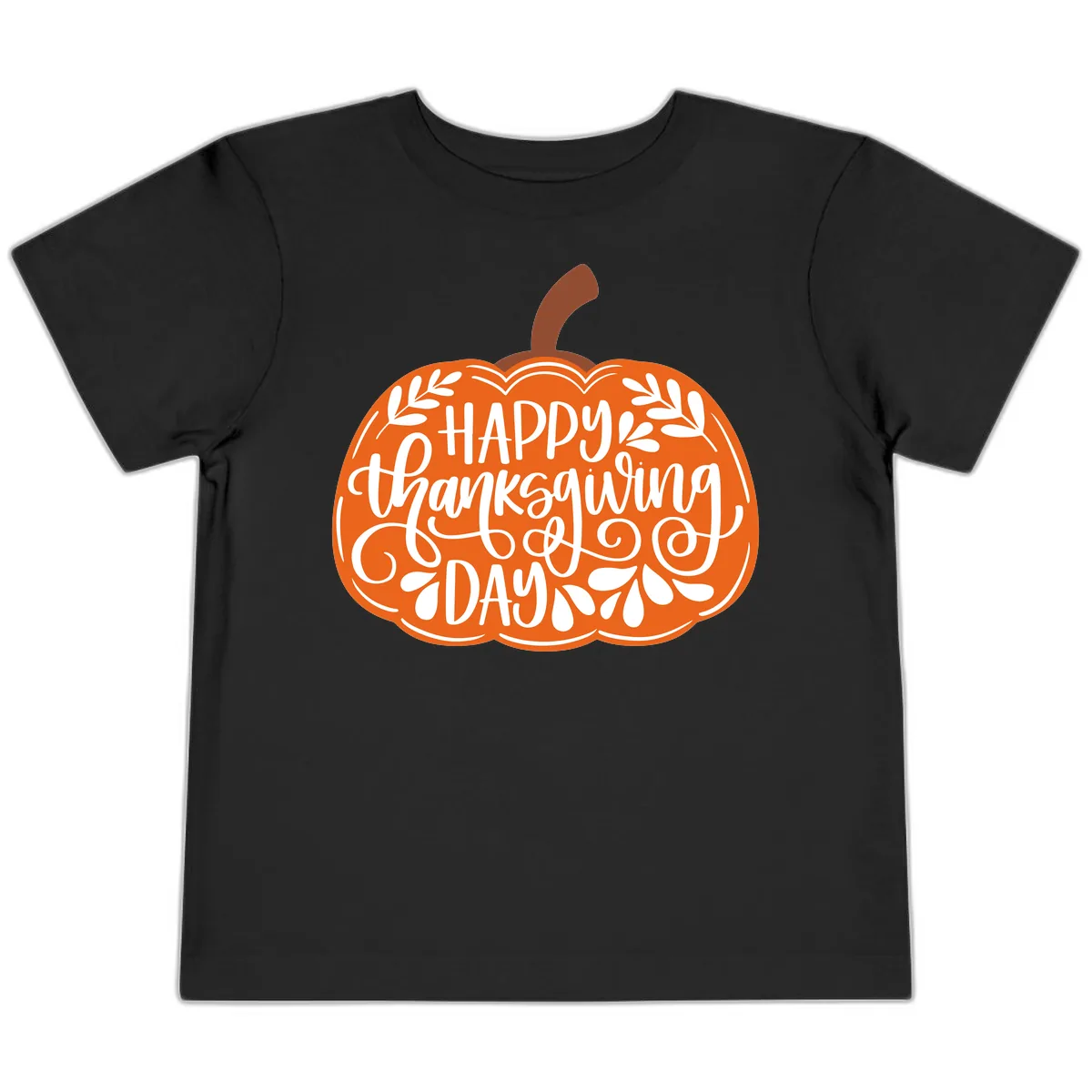 Happy Thanksgiving Pumpkin Design Toddler T-Shirt in Black