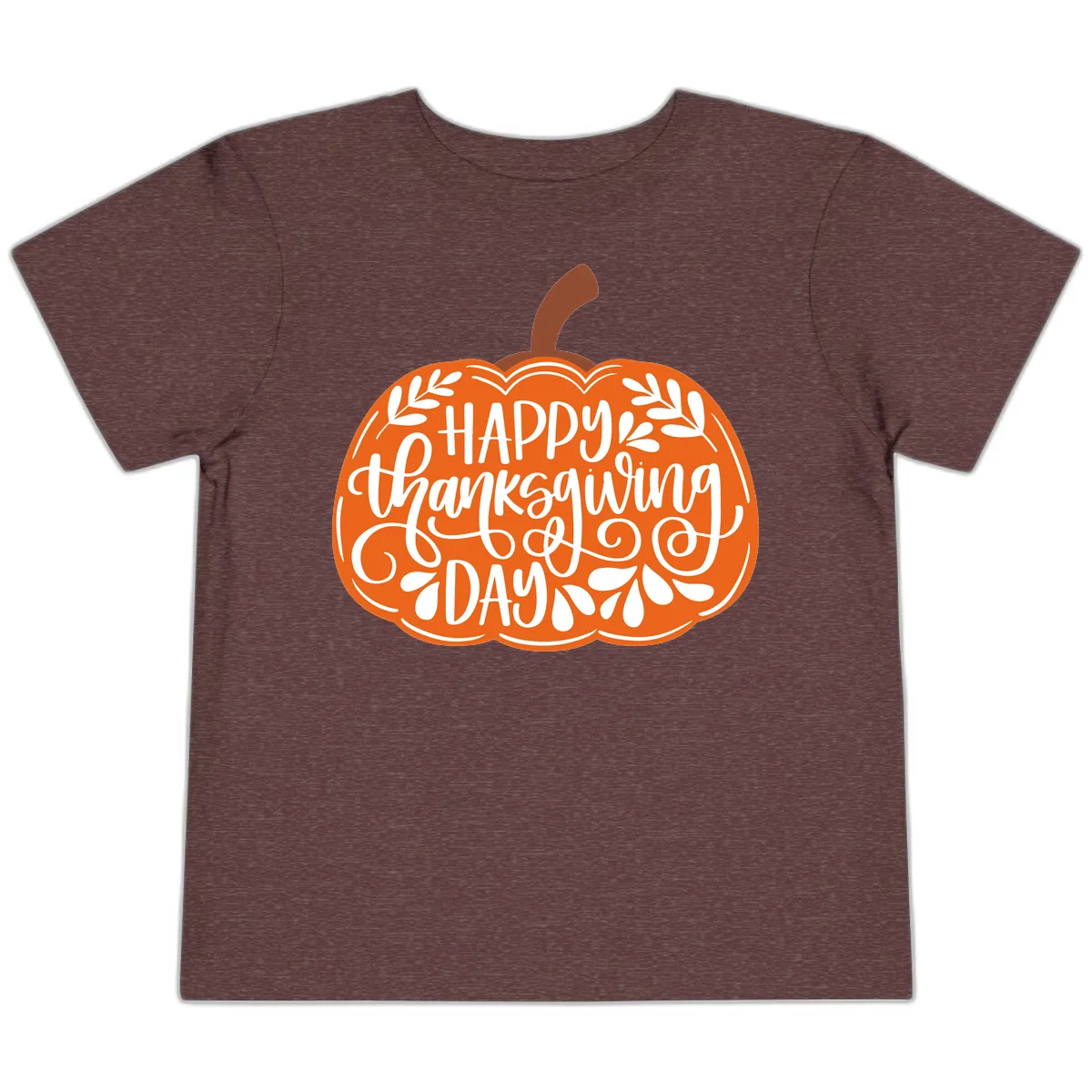 Happy Thanksgiving Pumpkin Design Toddler T-Shirt in Heather Maroon