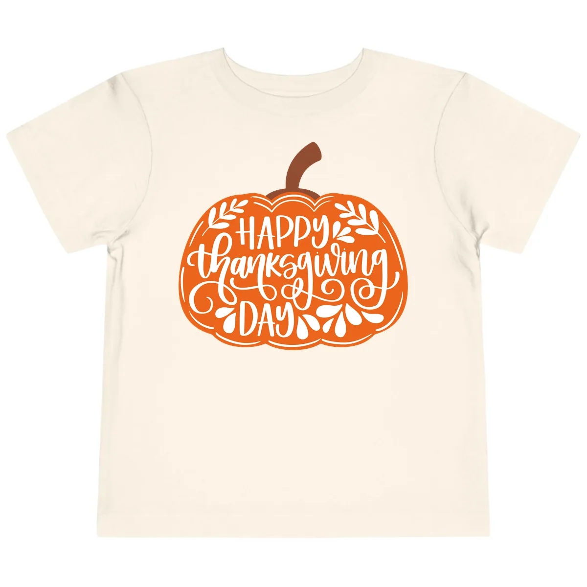 Happy Thanksgiving Pumpkin Design Toddler T-Shirt in Natural