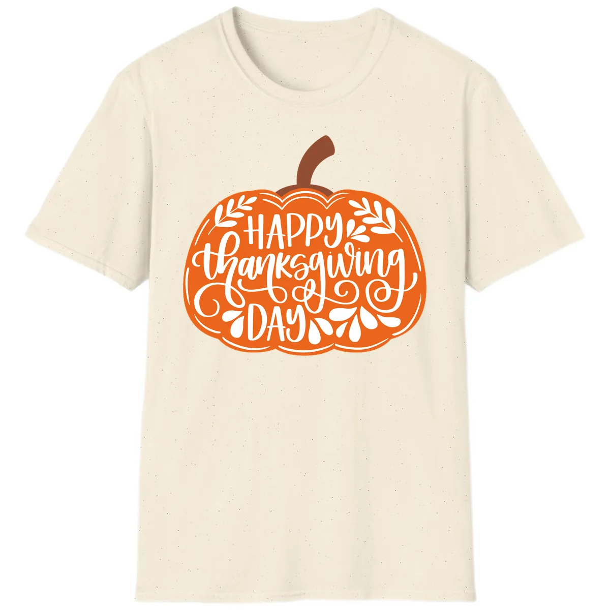 Happy Thanksgiving Pumpkin Design T-Shirt in Natural