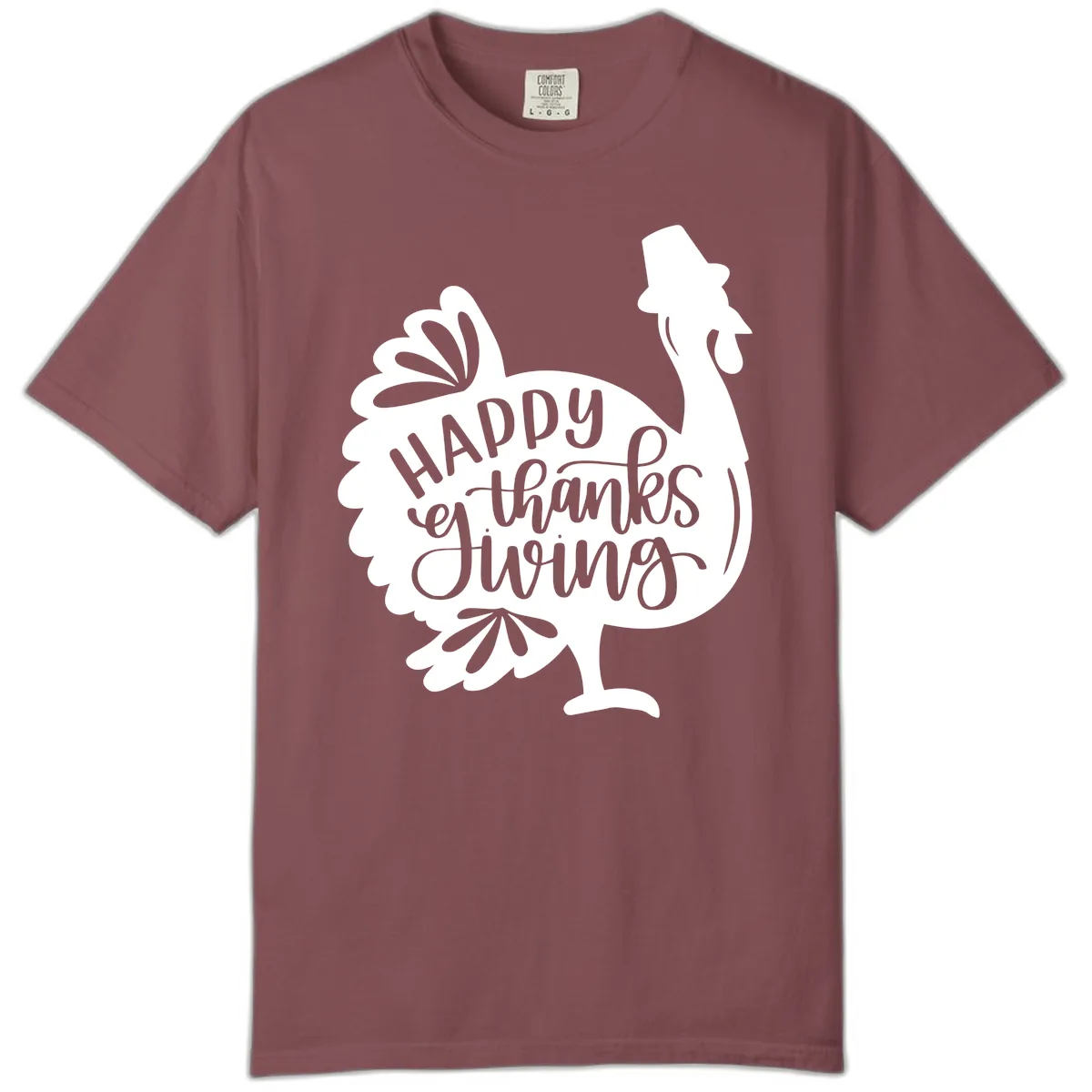 Happy Thanksgiving Turkey Typography Comfort Color in Brick