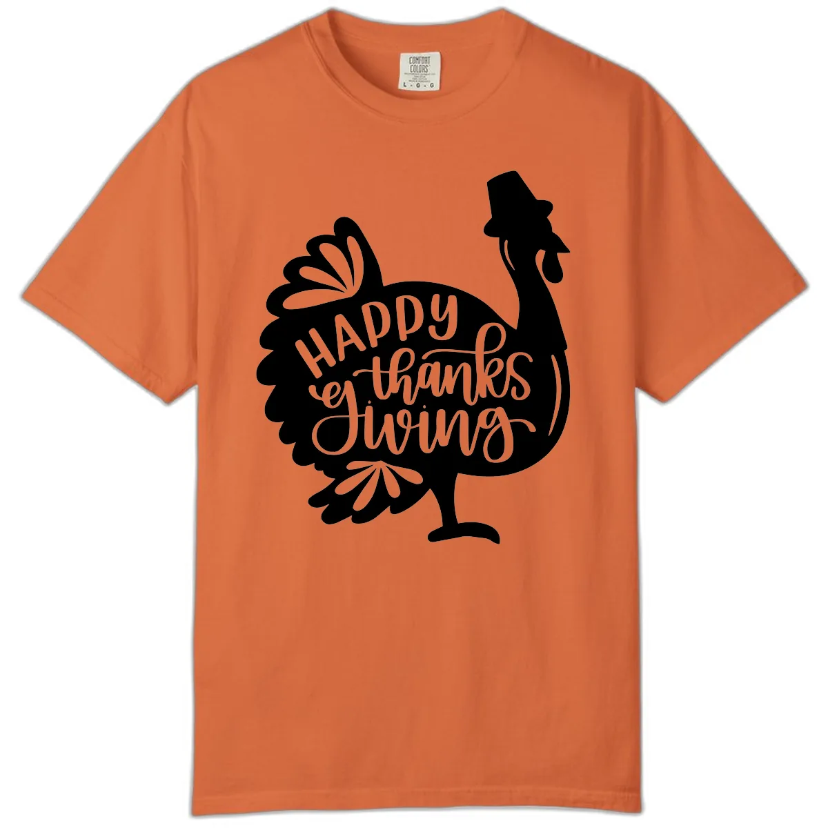 Happy Thanksgiving Turkey Typography Comfort Color in Burnt Orange