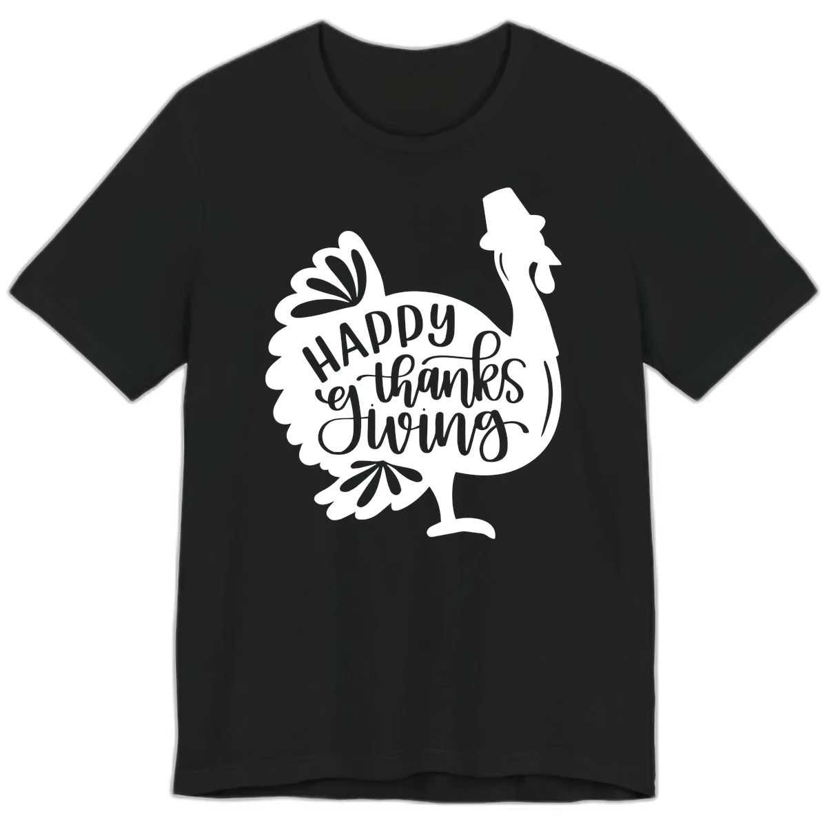 Happy Thanksgiving Turkey Typography Premium T-Shirt in Black