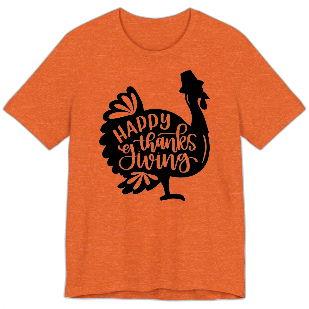 Happy Thanksgiving Turkey Typography Premium T-Shirt in Heather Orange