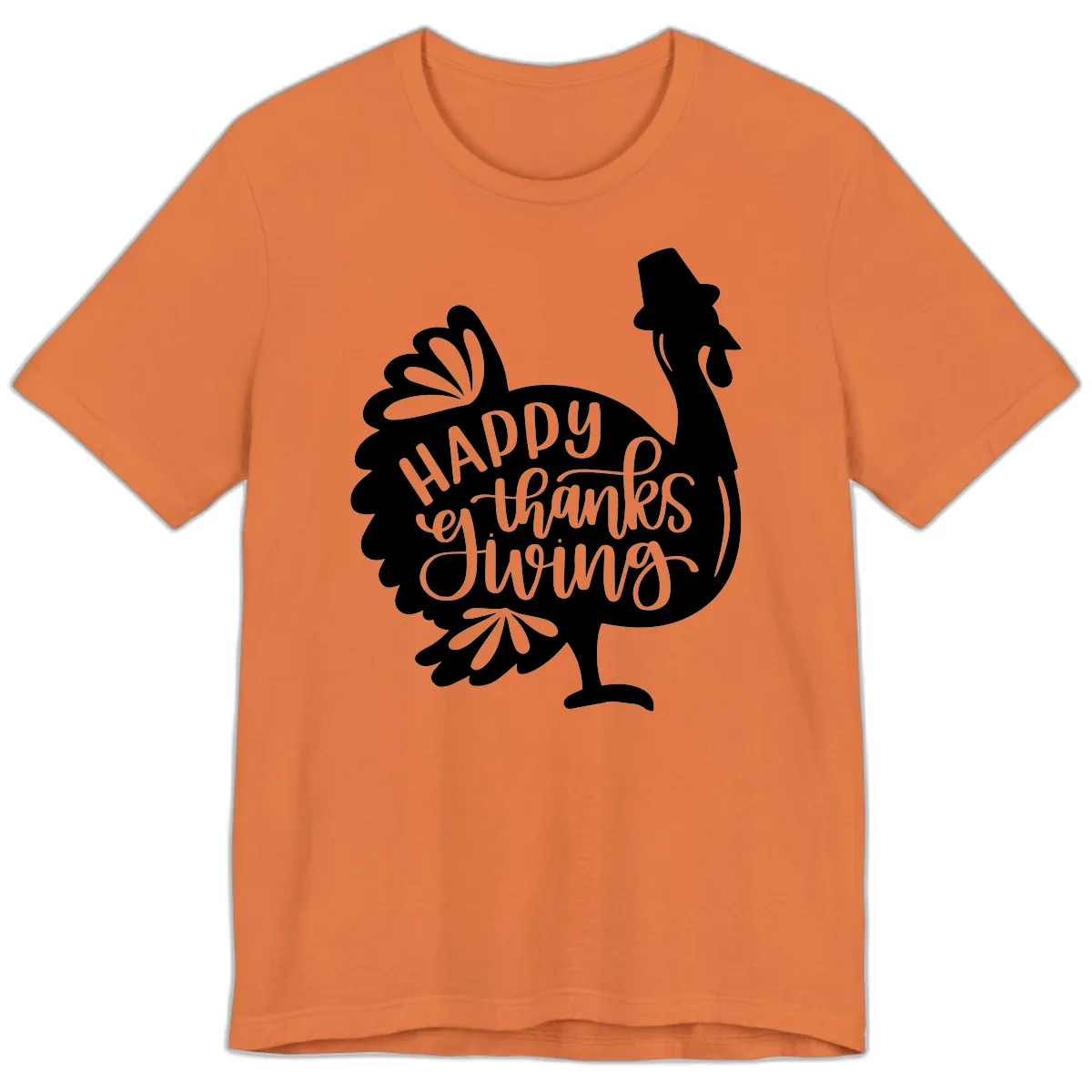 Happy Thanksgiving Turkey Typography Premium T-Shirt in Burnt Orange