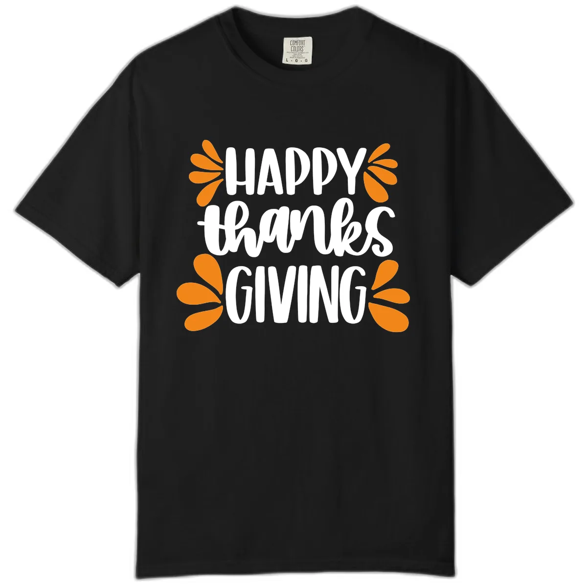 Happy Thanksgiving Script Typography Comfort Color in Black