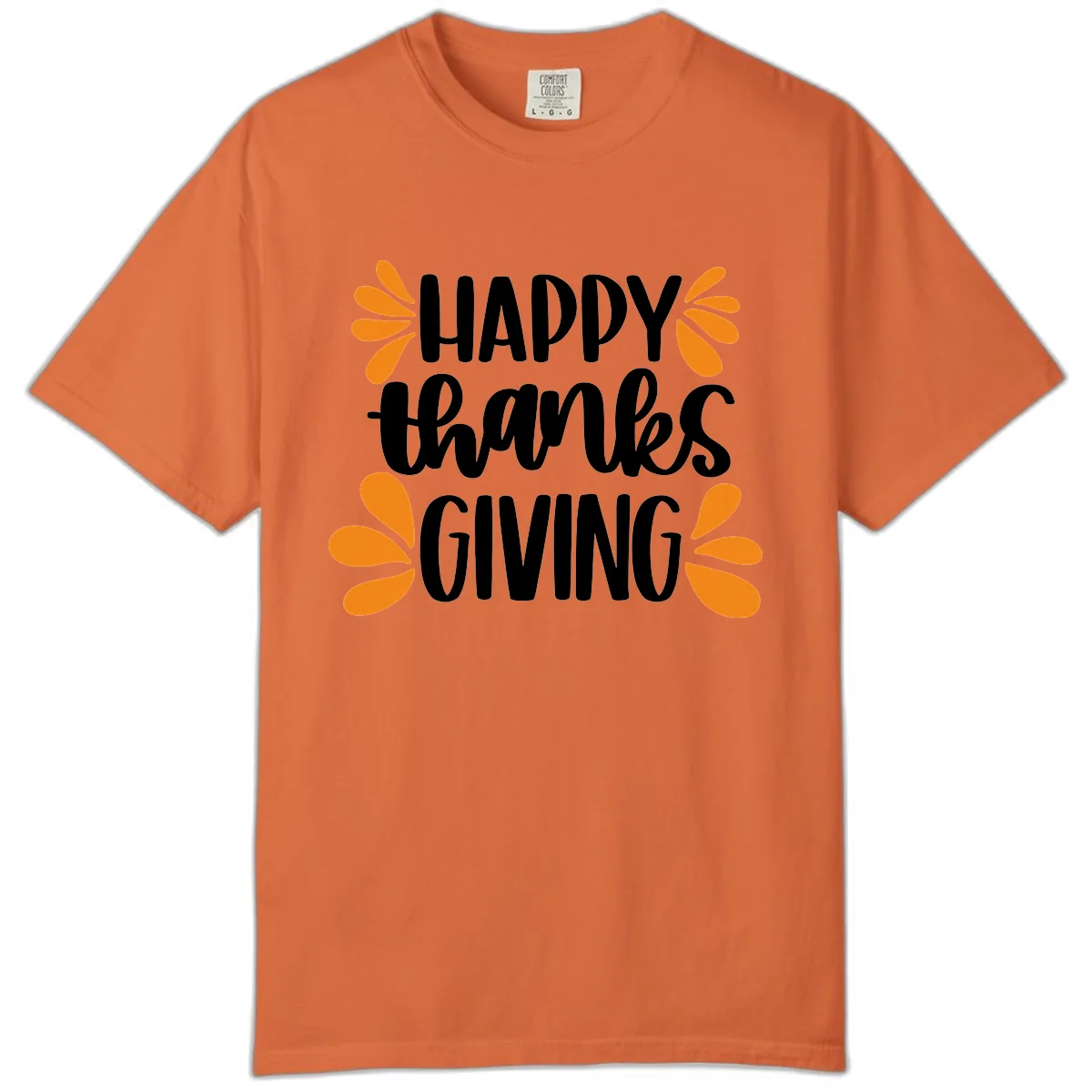 Happy Thanksgiving Script Typography Comfort Color in Burnt Orange
