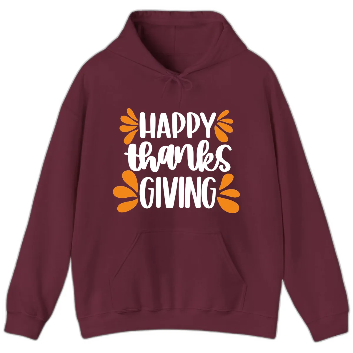 Happy Thanksgiving Script Typography Hoodie in Maroon