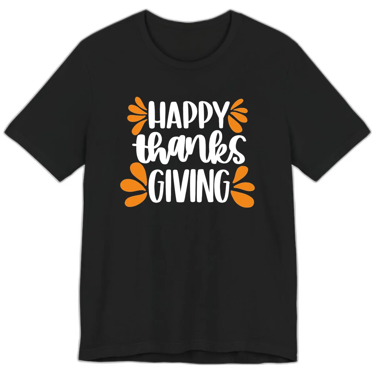 Happy Thanksgiving Script Typography Premium T-Shirt in Black