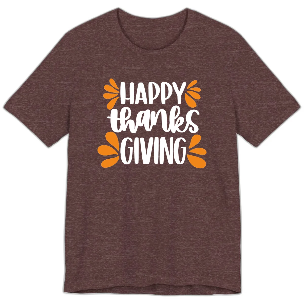 Happy Thanksgiving Script Typography Premium T-Shirt in Heather Maroon