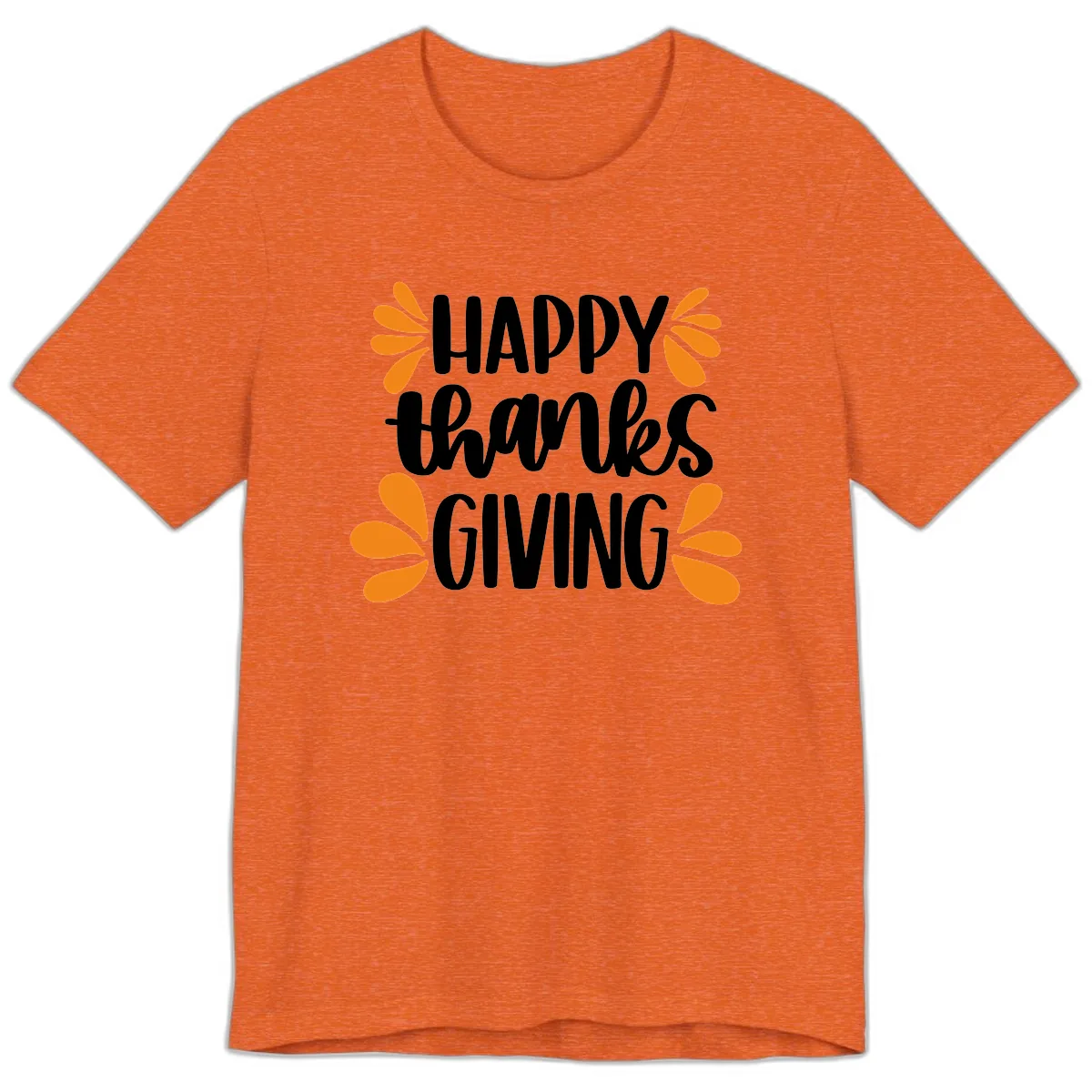 Happy Thanksgiving Script Typography Premium T-Shirt in Heather Orange