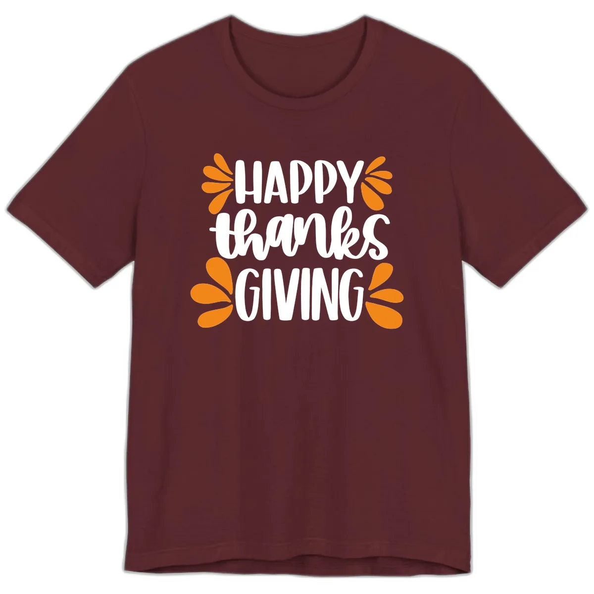 Happy Thanksgiving Script Typography Premium T-Shirt in Maroon
