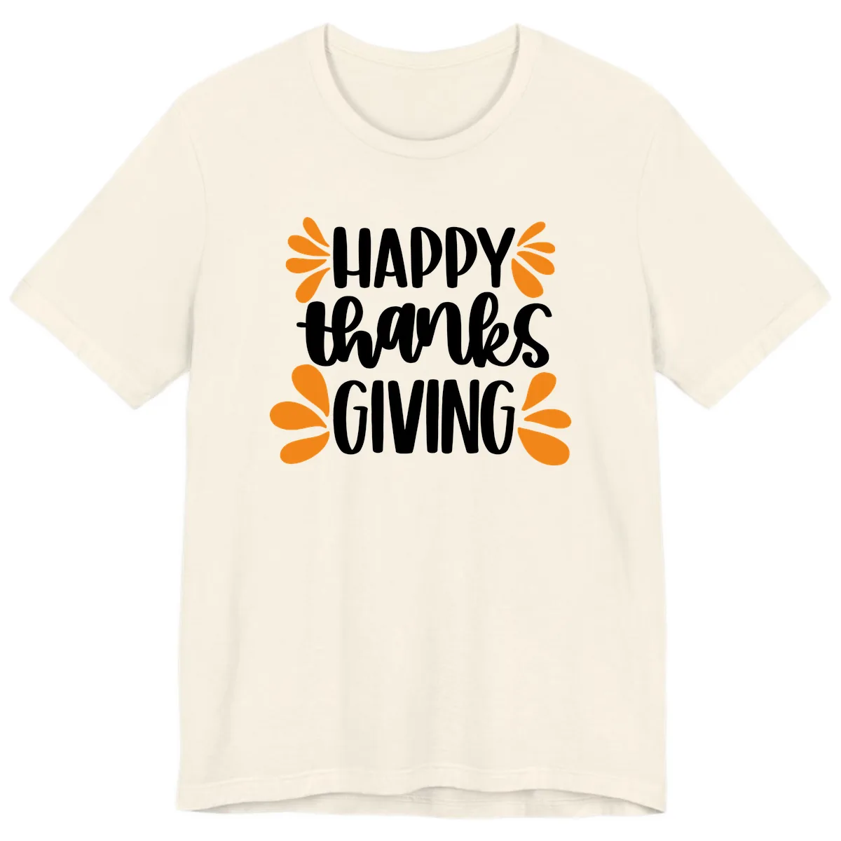 Happy Thanksgiving Script Typography Premium T-Shirt in Natural