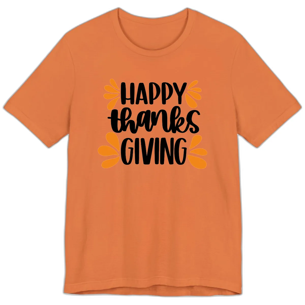 Happy Thanksgiving Script Typography Premium T-Shirt in Burnt Orange