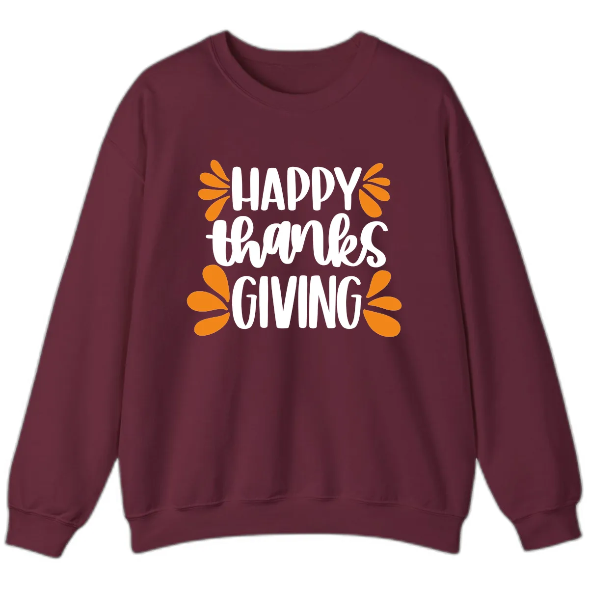 Happy Thanksgiving Script Typography Sweatshirt in Maroon