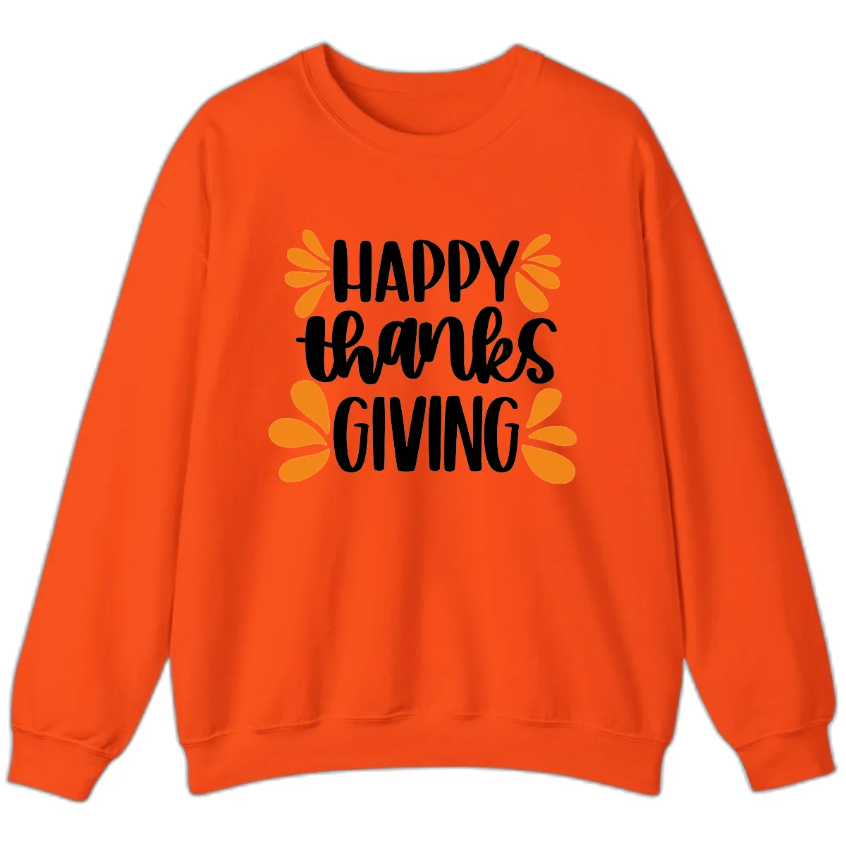 Happy Thanksgiving Script Typography Sweatshirt in Orange