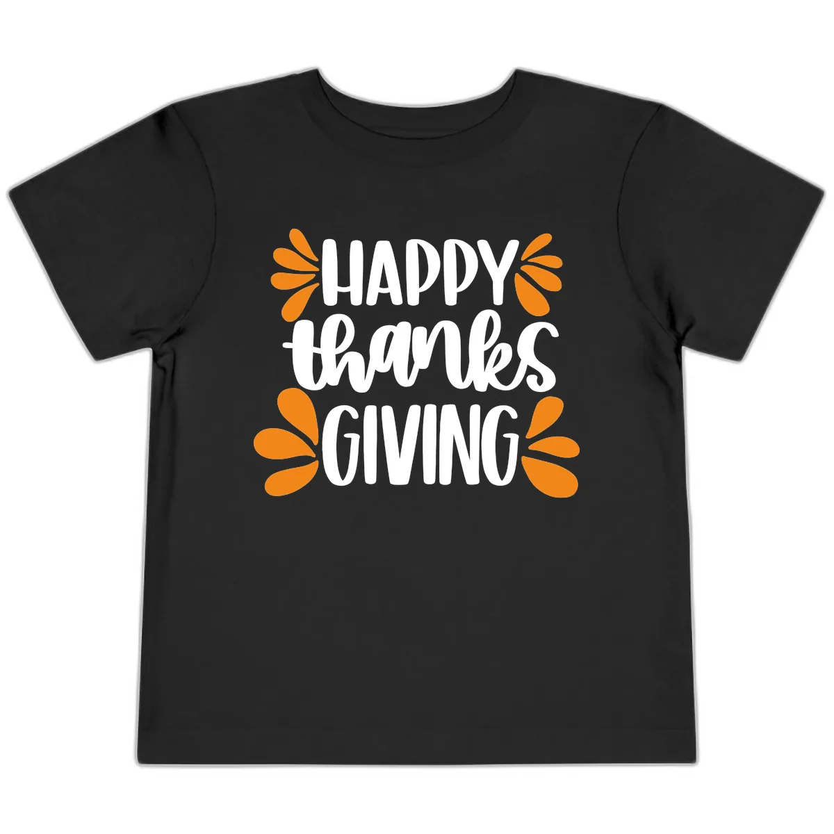 Happy Thanksgiving Script Typography Toddler T-Shirt in Black