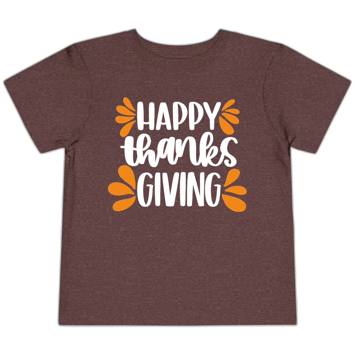 Happy Thanksgiving Script Typography Toddler T-Shirt in Heather Maroon